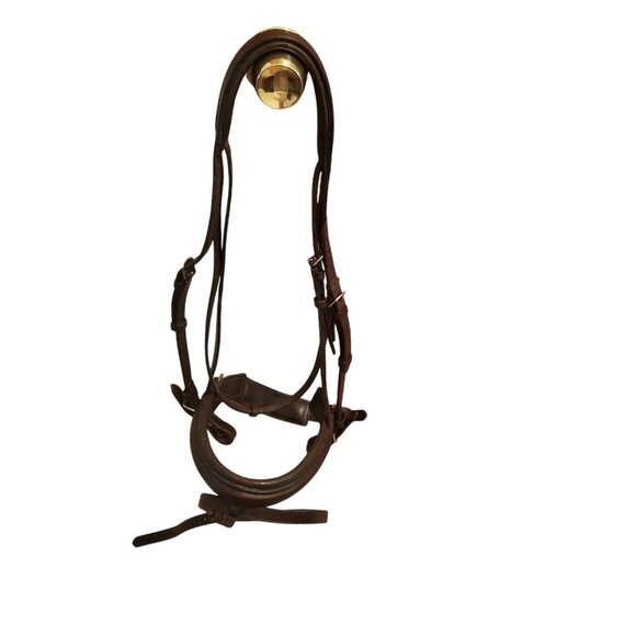 KL Select Snaffle Horse Bridle w/ Removable Flashing Brown Leather No Browband - Picture 3 of 7